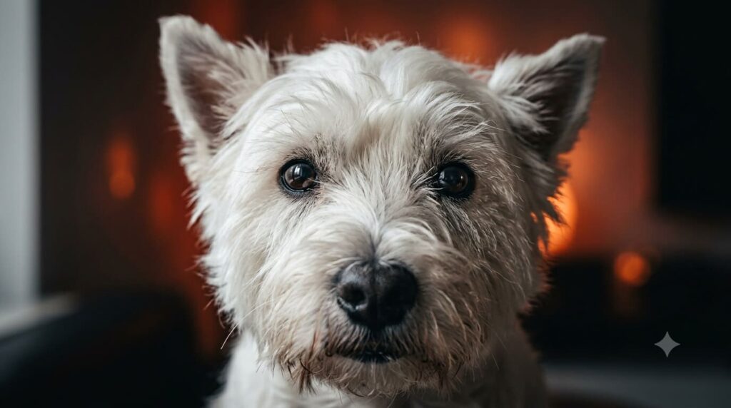 Gestresster Hund vor rotem Licht als Symbol für ein geschwächtes Immunsystem bei geschlossener Deklaration